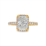 14K Yellow Gold 2.03Ct Radiant Lab Grown Diamonds Halo Engagement Ring