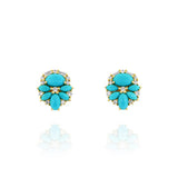 18K Yellow Gold Turquoises Stud Earrings