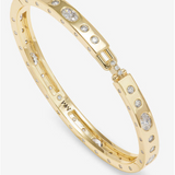 18K Yellow Gold Overlay 'Ashley' Cubic Zirconia 6mm Lock Cuff Bracelet