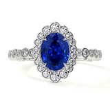 Platinum Oval Sapphire Halo Ring