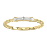 10K Yellow And White Gold Beaded Stackable Natural Diamond Ring