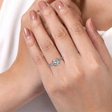 14K White Gold 'Dela' Three Stone Round Diamond Engagement Ring