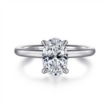 14K White Gold ‘Lark’ Oval Solitaire Engagement Ring
