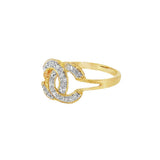 JT ESTATE 14K Yellow And White Gold Chanel Natural Diamond Ring