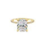14K Yellow Gold Hidden Halo Cushion Diamond Engagement Ring
