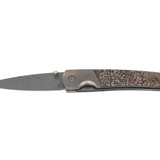 Liner Lock Damascus Steel Pocket Knife With Dinosaur Bone Handle