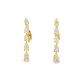14K Yellow Gold Drop Natural Diamonds Earrings