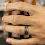 Gray Tantalum ‘The Stud’ 8mm Wall Fracture Finish Wedding Band