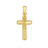 14K Yellow And White Reversible Radiating Gold Cross Pendant