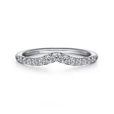 14K White Gold Curved Natural Diamonds Band