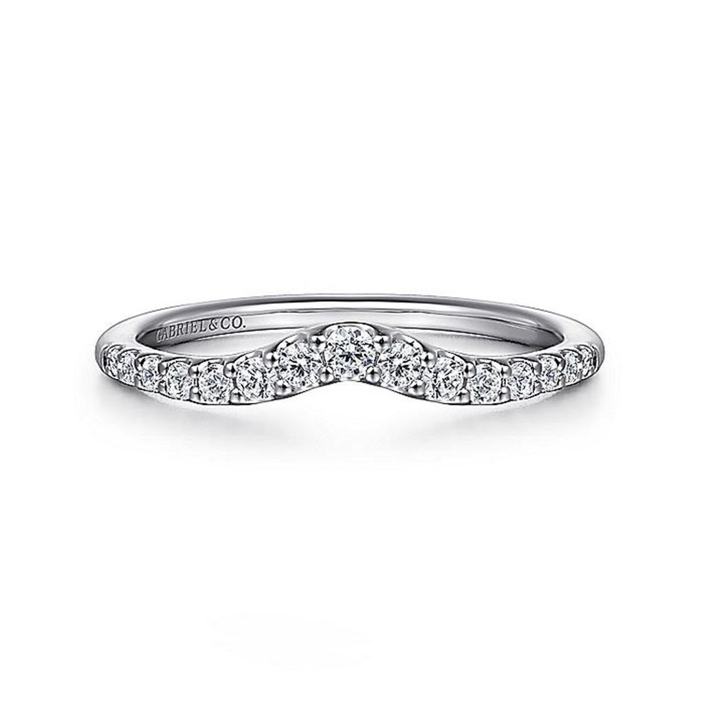 14K White Gold Curved Diamond Anniversary Band - Jewelers Touch