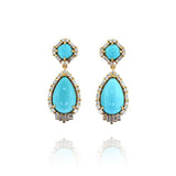 18K Yellow Gold Turquoises Dangle Earrings