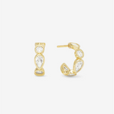 18K Yellow Gold Overlay 'Isla'  Cubic Zirconia Huggie Earrings