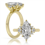14K Yellow Gold 2.05Ct Marquise Lab Grown Diamonds Organic Engagement Ring