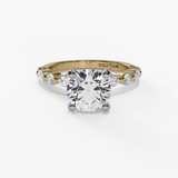14K Yellow And White Gold Modern Round Natural Diamonds Engagement Ring