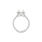 18K White Gold Halo Round Natural Diamonds Engagement Ring