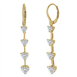 18K Yellow Gold Dangle Natural Diamonds Earrings