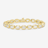 18K Yellow Gold Overlay 'She's a Boss' Oval Cubic Zirconia Tennis Bracelet