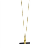 14K Yellow Gold Black Onyx T-Bar Necklace
