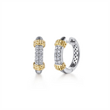 Sterling Silver And 14K Yellow Gold White Sapphire Bujukan Huggies