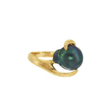 JT ESTATE 14K Yellow Gold Baroque Black Pearl Bypass Ring