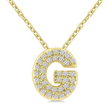 10K Yellow Gold Natural Diamonds Bubble Initial G Pendant