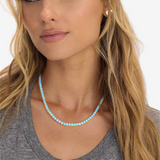 18K Yellow Gold Overlay 'Grand Heiress' Simulated Blue Opal Tennis Necklace