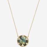 18K Yellow Gold Overlay 'Tessa' Labradorite Circle Necklace