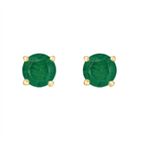 May Birthstone 14K Yellow Gold Emeralds Stud Earrings