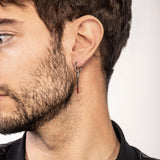 Oxidized Sterling Silver ‘Ulysses’ Short Enamel Dipped Mono Earrings
