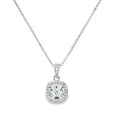 April Birthstone Sterling Silver Created White Topaz Halo Pendant