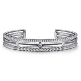 Sterling Silver Bujukan White Sapphires Cuff Bracelet