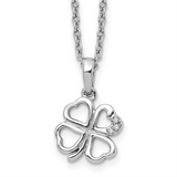 Sterling Silver Natural Diamond Clover Pendant