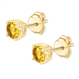 14K Yellow Gold Citrines Stud Earrings