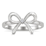 Sterling Silver Bow Natural Diamonds Ring