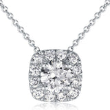 18K White Gold ‘Fire & Ice’ Diamond Halo Pendant Necklace