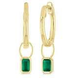 10K Yellow Gold Emeralds Huggie Earrings