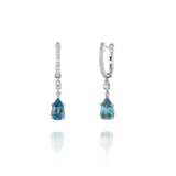 18K White Gold Blue Zircons Dangle Earrings