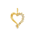 JT ESTATE 14K Yellow Gold Natural Diamonds Heart Pendant