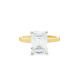 14K Yellow And White Gold Hidden Halo Emerald Cut Diamond Engagement Ring