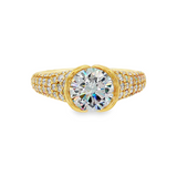 14K Yellow Gold Contemporary Round Natural Diamonds Engagement Ring