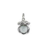 JT ESTATE 14K White Gold Open Clamshell Grey-Blue Pearl Pendant