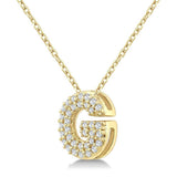 10K Yellow Gold Natural Diamonds Bubble Initial G Pendant