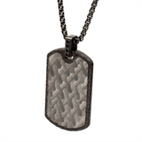 Black Sapphire Gun Metal IP Steel Chiseled Dog Tag
