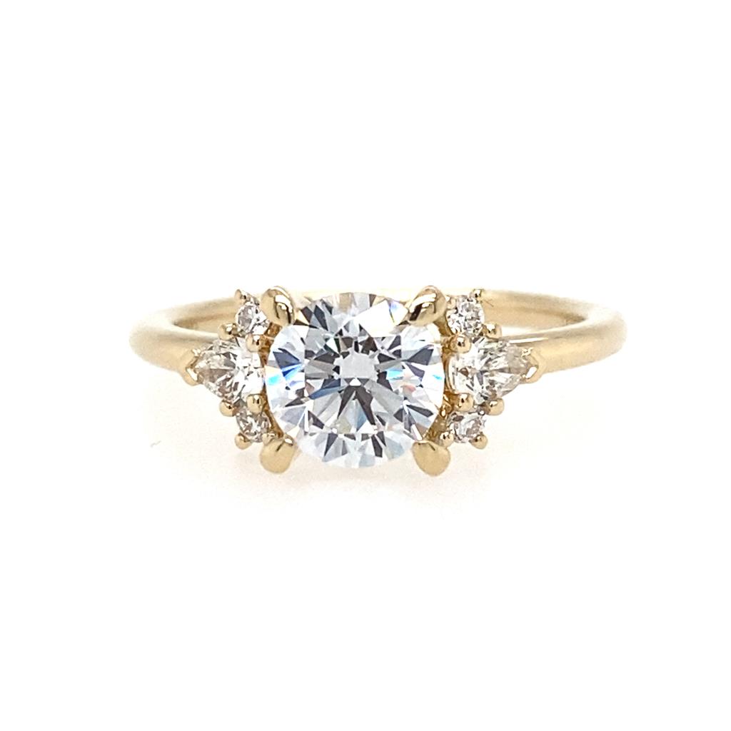 14K Yellow Gold ‘Elayna’ Three Stone Cluster Diamond Engagement Ring