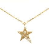 14K Yellow Gold Natural Diamond Star Necklace