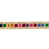 14K Yellow Gold Rainbow Sapphires Bar Necklace
