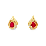 JT ESTATE 14K Yellow Gold Rubies Drop Earrings