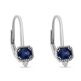 14K White Gold Sapphire Milgrain Drop Earrings