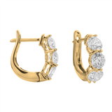 18K Yellow Gold 15Mm Oval Huggie Natural Diamonds Hoop Earrings
